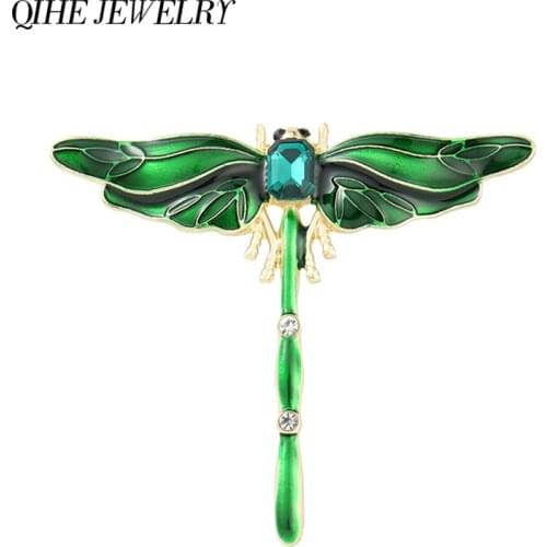 Enamel Dragonfly Brooches Women 3-Color Rhinestone Crystal Animal Office Party Casual Brooch Pins Gifts Jewelry 2021 NEW