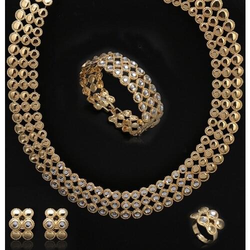 Fani Exquisite Dubai gold Jewelry Set Wholesale Nigerian Wedding woman accessories jewelry set statement bridal jewelry set