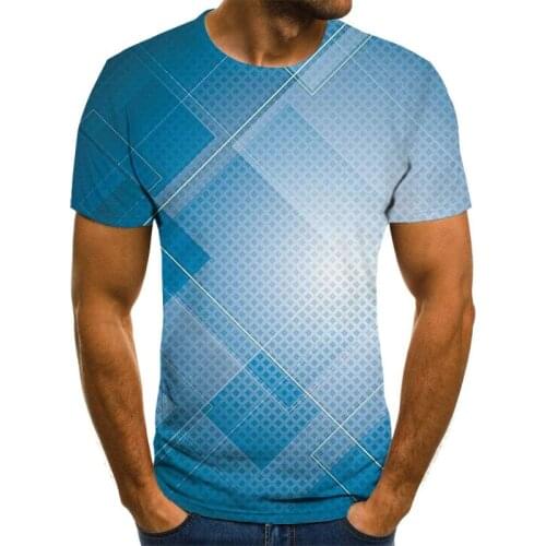 New Plaid Mens T-shirts Summer Casual Short-sleeved Fashion 3d Round Neck Tops Simple Streetwear