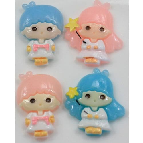 Kawaii Cartoon Binary Star Gemini Resin Miniature Art Supply Flatback Cabochon For DIY Decorative Craft Scrapbooking