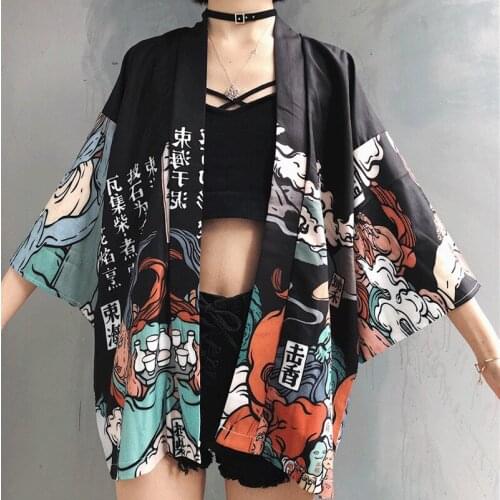 Kimonos Woman 2020 Japanese Kimono Cardigan Cosplay Shirt Blouse For Women Japanese Yukata Female Summer Beach Kimono FF1126