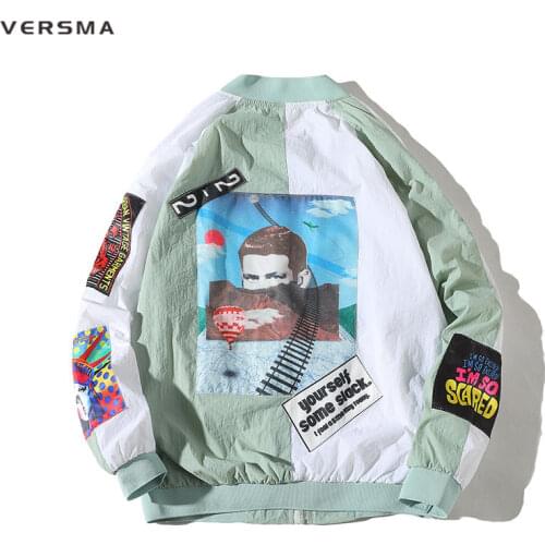 VERSMA 2019 Korean Harajuku Ulzzang Hip Hop Male Biker Jacket Coat Autumn Streetwear Bomber Jacket Men Windbreaker Dropshipping