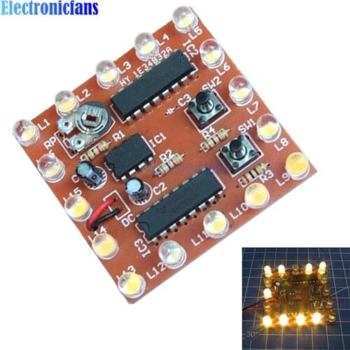 DIY Kit Electronic NE555+74HC595 16 Bit 16 Channel Light Water Flowing Lights Welding Practice Board LED Module Kit