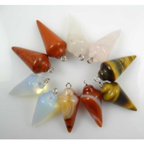 Natuursteen Quartz crystal tiger eye Opal aventurine mix endulum cirkelkege for diy lJewelry making Pendant necklace10 pcs A37