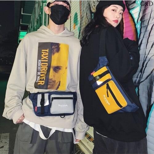 2020 New chest bag Man splice Waist Pack Belt Travel Bag Purse Chest Pouch Bullet Pack Street Style Bag Canvas Purse Unisex