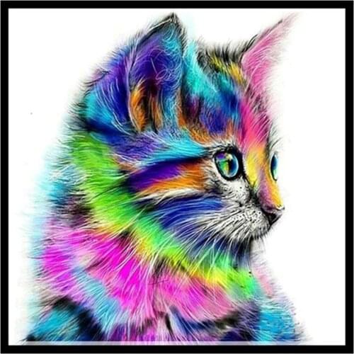 NEW 5D Fashion DIY Diamond Colour Cat Embroidery Painting Animal Rhinestone Cross needle Craft Home Decor 30*30cm