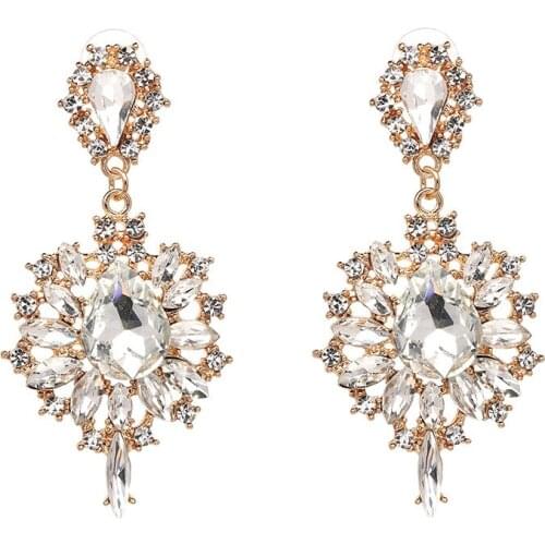 SUMENG 2019New Women Drop Earrings Colorful Flower Big Brand Design Luxury Starburst Crystal Stud Gem Statement Earrings Jewelry