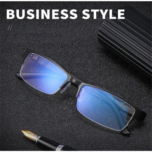 Men Anti-Blue Light Half-Frame Reading Glasses Eye Protection Office Classic Business Simple Fashion Ultra Light Eyeglasses New