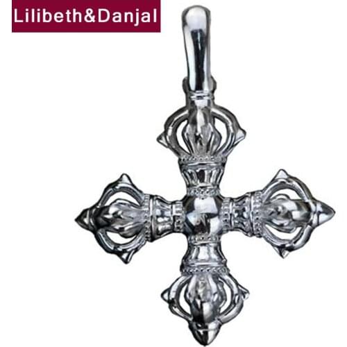 Cross Instrument Vajra Pure 925 Sterling Silver Vintage LOVE Gift Necklace Pendant Fine Jewelry Wommen Men Bijoux Femme 2021 P14