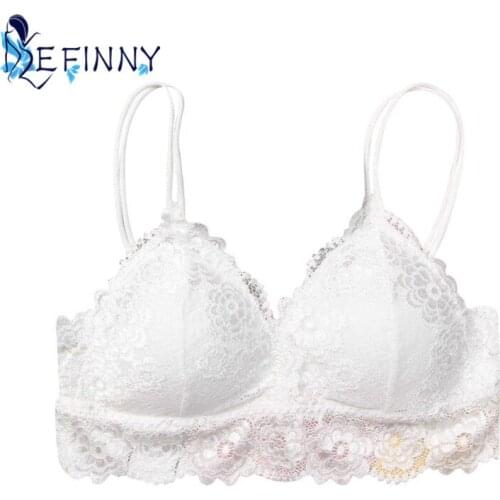 Sexy Lace Women Removable Padded Breathable Underwear Fresh Girl Fashion Adjustable Double Shoulder Straps Bottoming Bra