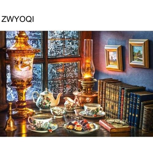 Full Square Diamond mosaic Oil lamp book 5D DIY Diamond painting glasses Full Round Diamond embroidery Cross stitch Cake coffee