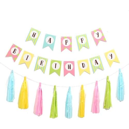 Birthday Party Supplies Children Stripe Flag Banners Boys Girls Kids Halloween Decoration