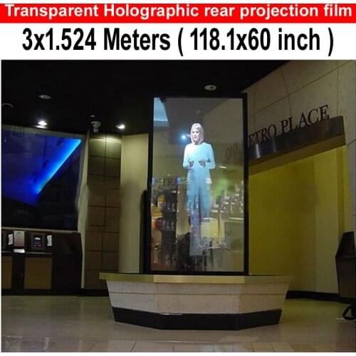 Free Quick Shipping Transparent Holographic Rear Projector Screen Film High Quality 1.524 x 3 Meters BEST PRICE