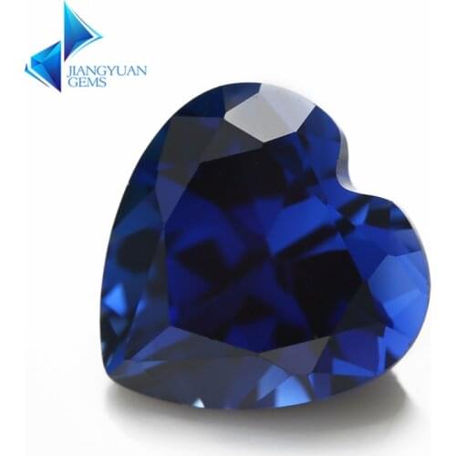 Size 3x3mm~8x8mm 34# Stone Heart Shape Blue Synthetic Corundum Gems Stone For jewelry