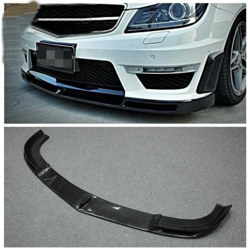 V CF Real Carbon Fiber Front Bumper Chin Lip Splitter Add-on Refit For Mercedes Benz W204 Sedan Coupe C63 AMG Only 2012-2014 13