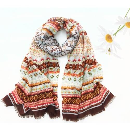 2020 Cotton Geometry Print Fringe Scarves Shawls Long Soft Geometric Wrap Scarf Hijab 4 Color Wholesale 10PCS/LOT Free Shipping