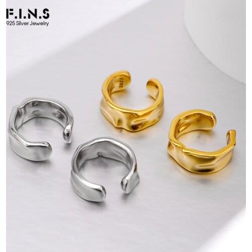 F.I.N.S ONLY 1Piece 925 Sterling Silver Irregular Uneven Ear Clip Men and Women Fashion Glossy Ear Bone Cuff Silver 925 Jewelry