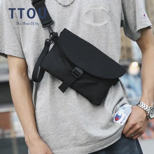 Street Trend Canvas Bag Multi-Function Women Chest Pouch Outdoors Messenger Bag Solid Color Handbag Nylon Crossbody Pouch
