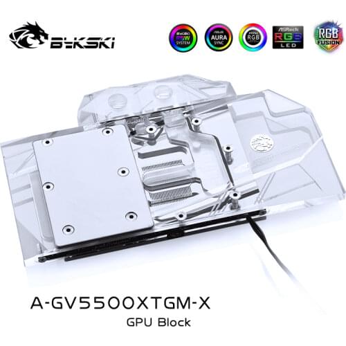 Bykski Gpu Water Block use for GIGABYTE RX5500XT GAMING OC 8G / Full Cover Copper Radiator Block / 3PIN 5V RGB / 4PIN 12V RGB