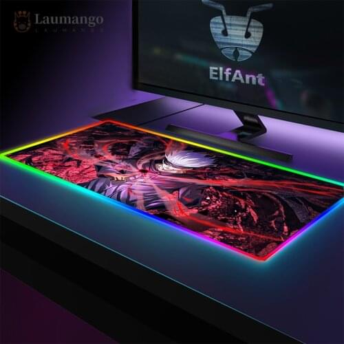 Top Quality LED RGB Mause Mat Locking Edge Extended Luminous Mouse Pad Anime Jujutsu Kaisen Design Backlit Laptop Carpet Desk