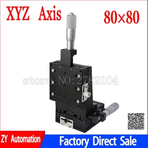 XYZ Axis 80*80mm Vertical Lift Linear Platform Motion Manual Stage Sliding Table LDV80 cross guide platform
