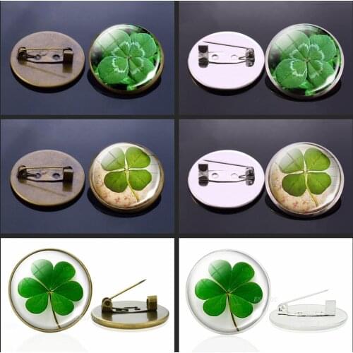 Green Four Leaf Clover Statement Brooch for Women Party Birthday Gifts Jewelry Lucky Jewellryy Wholesale Dropshipping