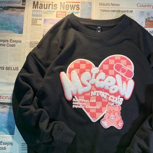 Spring Autumn Hoodie Kawaii Korean Pullover Kawaii Sweatshirt Cartoon Print Hoodie Streetwear Fall 2021 Women Clothing