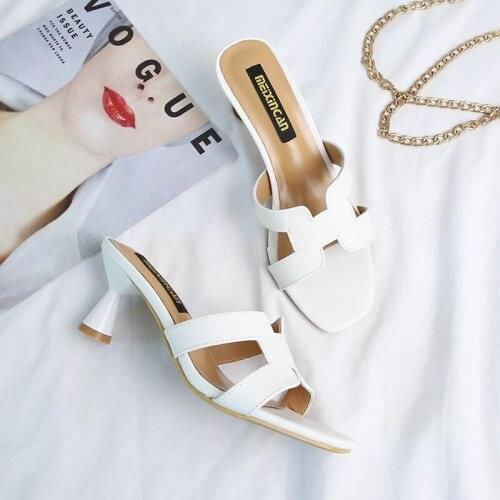 Kalsooni 2021 New Women Summer Heels Middle-heel Sandals Modern Slippers