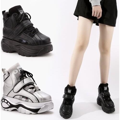 New Super Fire Womens Boots Fashion High-top Height Casual Increasing Women Booties Autumn Winter Thick-soled Female Sneakers