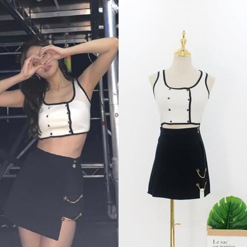 Kpop Seo Yea Ji IU Lee Ji Eun Streetwear Party Sexy Two Piece Skirt And T shirt Set Women Fashion Summer Crop Top And Skirt Set