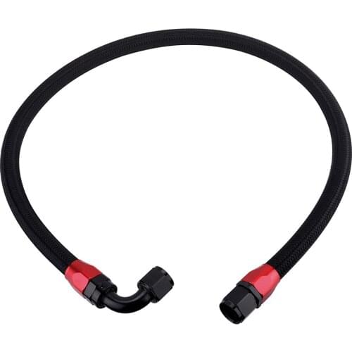 1Meter AN6 Oil Fuel Hose Nylon Braided Black Fuel Hose+AN6 Straight Fitting 45 Degree Swivel Black Red Hose End Adapter