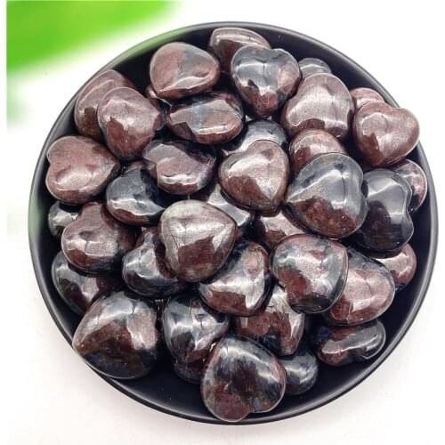 1PC Natural Garnet Astrophylite Heart Shaped Stone Love Healing Crystal Polished Gemstone Gifts Natural Stones and Minerals