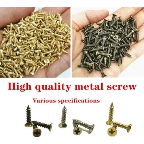 100 pcs Micro Small Phillips Flat Head Cross Round Pan Head Self-tapping Screws Wood Furniture Screws 2 x 5mm/6mm/8mm/10mm