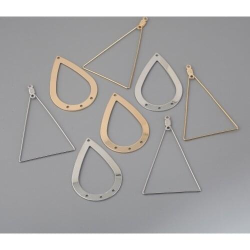 New 4/10pcs Silver Gold Fashion Metal Tear Drop Triangle Earring Charms Pendant For DIY Earring Findings Components Craft Making