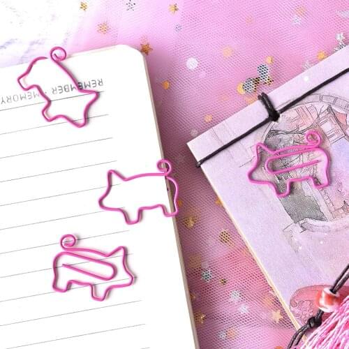 4Pcs/lot Pink Flamingo Pig Bookmark Planner Paper Clip Metal Material Bookmarks For Book Stationery School Office Supplies