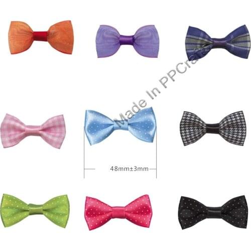 48MM Satin Double/Dots/Grosgrain Ribbon Rose Pinched Squareknot For Packing Cloth Hairbow DIY Crafts 200pcs Free Shipping