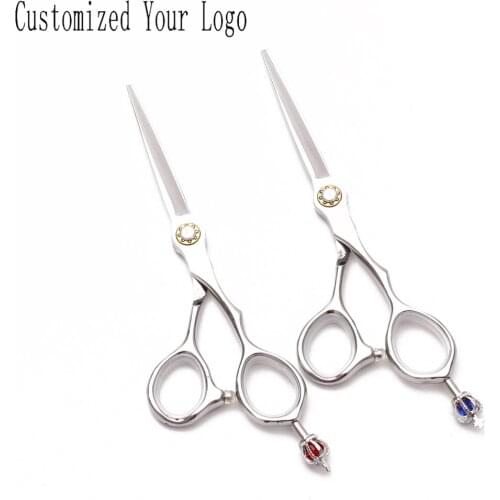 6 inch 17.5cm 440C brand Blue red Professional Hairdressing Scissors Cutting Scissors Thinning Shears Salon Hair Scissors