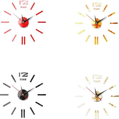 Acrylic Wall Clock 3D Creative European Home Decorative Clock Digital Mirror Wall Clock Living Room Decor