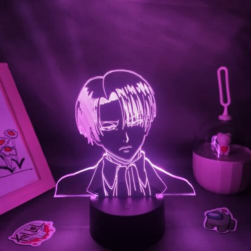 Levi Ackerman Attack on Titan Anime Figure 3D Led RGB Neon Night Lights Manga Gift For Friend Lava Lamp Bedroom Table Decoration