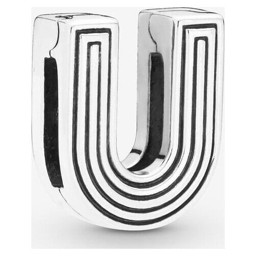 925 Sterling Silver Beads Free Shipping Letter U Clip Charm Fit Original Pandora Bracelets Women DIY Fashion Jewelry Gift