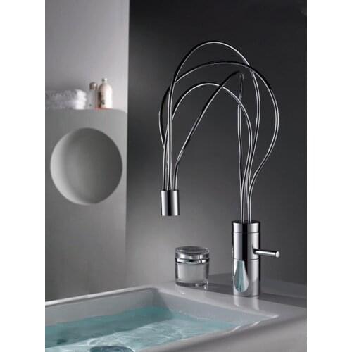 Nest Design Hot and Cold water tap Bathroom Basin Vessel Faucet Chrome Finished Solid Brass Mixer Tap Single Handle Deck Mount