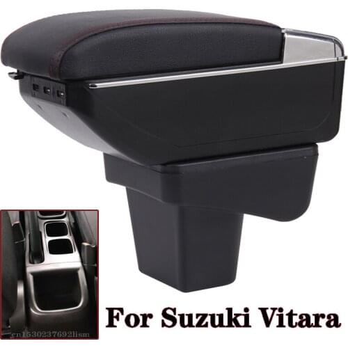 For Suzuki Vitara Armrest box central storage box car accessories Car Armrests with USB LED light Easy to install