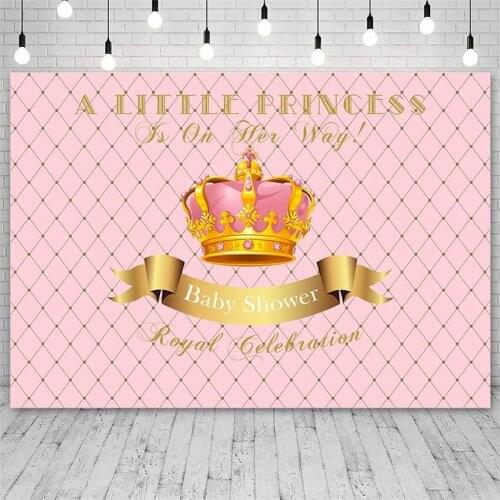 Avezano Backdrops Baby Shower Little Princess Royal Celebration Crown Pink Photography Backgrounds Photo Studio Photozone Decor