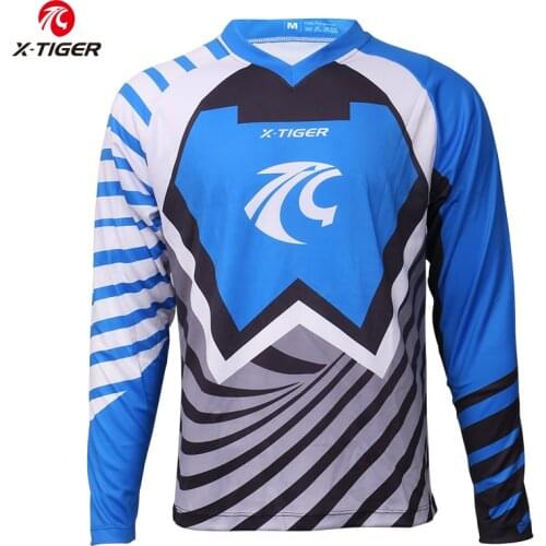 X-Tiger 100% Polyester Downhill Jerseys Motocross Racing Sports Wear MTB Bike Cycling Jerseys Long Sleeve Bicycle DH Shirt