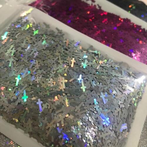 Holographic Cross Glitters Resin Jewelry Fillings Slime Art Decor Shine Sequins Cool Cross Sparkles Nail Glitter