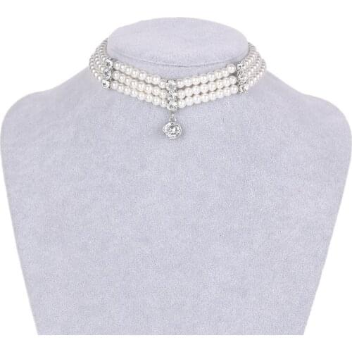 HOWAWAY 2020 New Rhinestone Pearl Collar Necklace Baroque Pearl Jewelry Wedding Banquet Necklace
