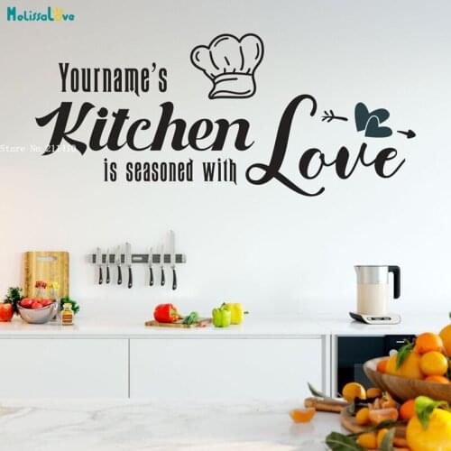 Custom Name Kitchen Wall Sticker Where Is Seasoned With Love Quote New Design For Home Self-adhesive Decals YT3470