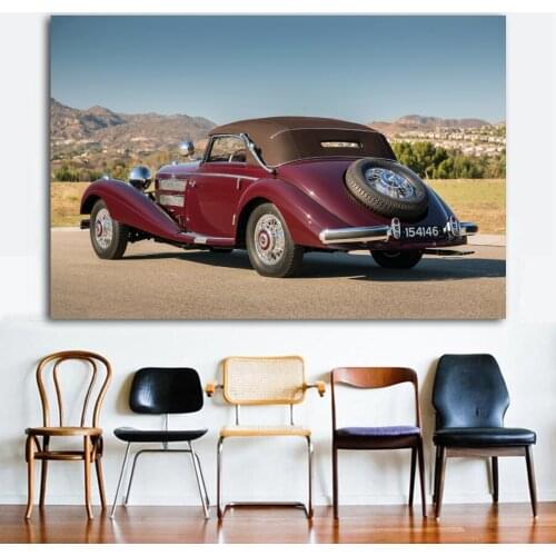 Wall Art Posters Mercedess Convertible Luxury Retro Cars Picture Prints Canvas Art Painting For Home Room Decor