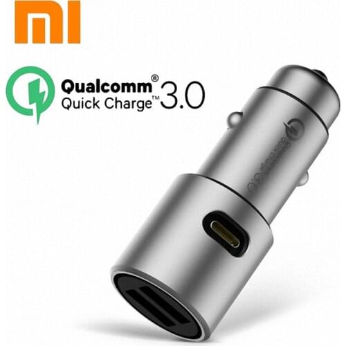 Newest Xiaomi QC3.0 fast car charger Metal dual USB quick car charger 5V/3A or 9V/2A or 12V/1.5A drop shipping