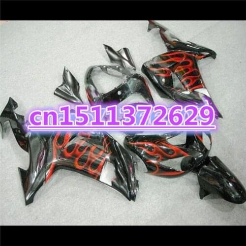 NEW Fairings For KAWASAKI 06-07 NINJA ZX10R 06 07 ZX-10R red flame black ZX 10R 10 R 2006 2007 Body Fairing Kit